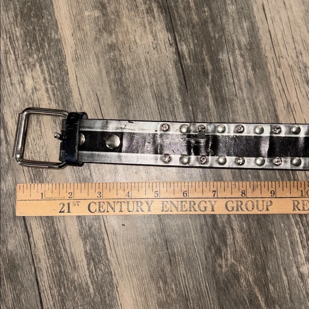 Y2K Leather Rivet Belt Metal Pin Buckle,  Adjustable Studded  40 inches